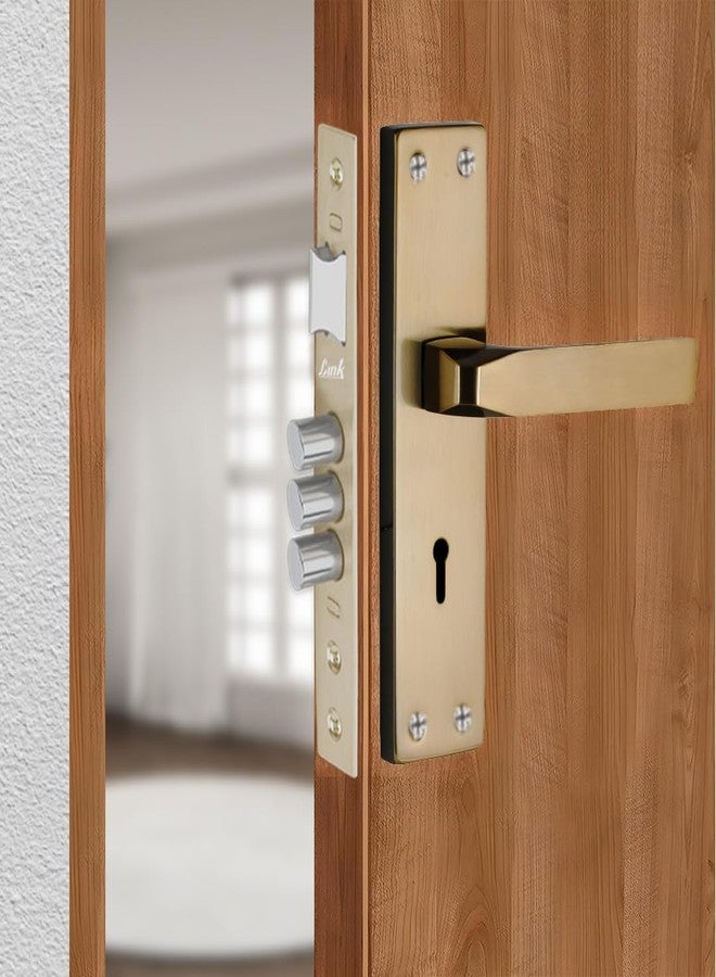 Link Fixio Mortise Door Lock Handle Set | 20 CM| Suitable for Left & Right Handed Doors | Brass Finish | 6-Lever Locking Mechanism | Miled Steel Built | 1,00,000+ Cycle Tested | 2-Year Warranty - Image 1